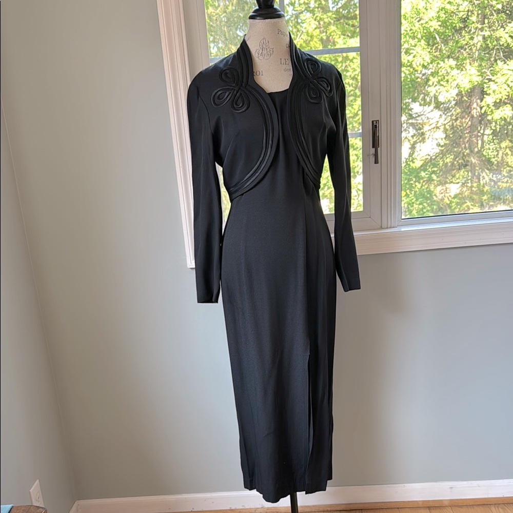 Vintage SL Fashions black long sleeveless dress ONLY EVC size 8